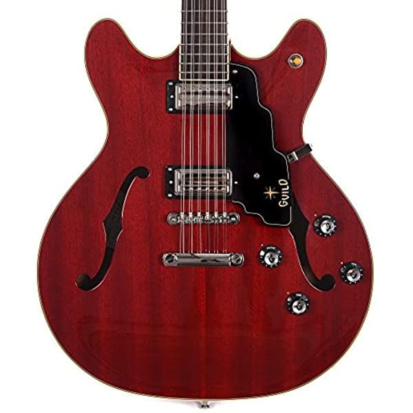 Guild Starfire IV ST Guitarra Eléctrica Semihueca de 12 Cuerdas Rojo Cereza Doble Corte con Stop Tail, Colección Newark St., con Estuche Rígido 379-2112-866