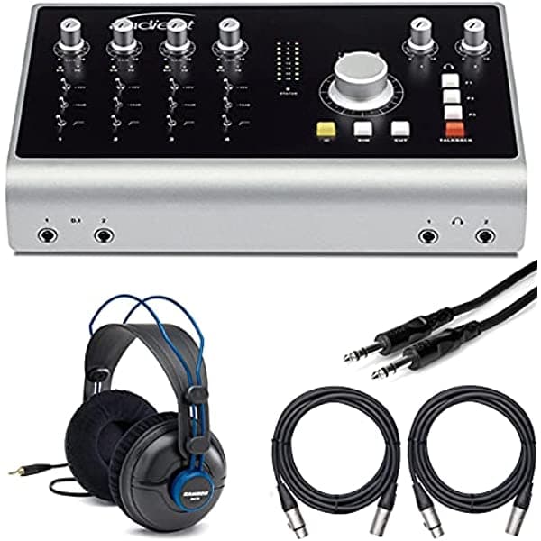 Audient Audio Id44 Interfaz De Audio De Alto Rendimiento De 20 Entradas/24 Salidas + Auriculares De Referencia Samson Sr970 + 2 Cables Xlr + Cable Hosa Trs