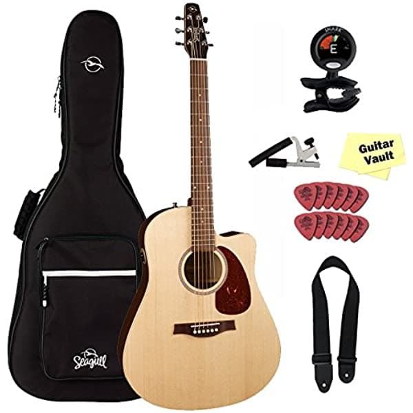Seagull Coastline S6 Slim CW Spruce QIT - Guitarra bundle con gig bag y pack de accesorios 30910