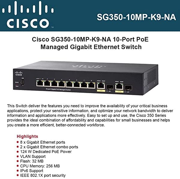 Bluetech Cisco Sg350 - 10 Mp 350 Series 10-Port Poe Conmutador Ethernet Gigabit Gestionado Update
