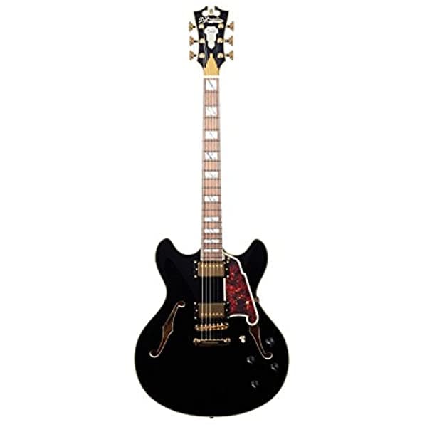 D'Angelico Excel Dc - Guitarra Eléctrica Semihueca Color Negro DAEDCSBKGSCBE