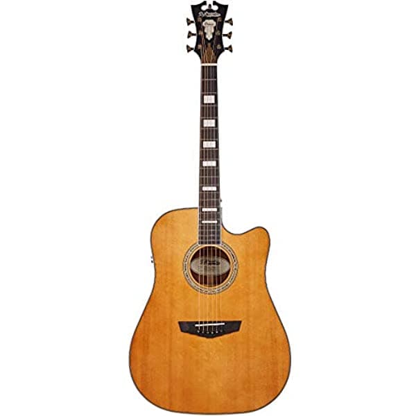 D'Angelico Electro - Guitarra Electroacústica de 6 Cuerdas Para Diestros Vintage Natural (DAPD500VNATAPS)