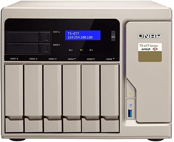 Qnap Ts-877 Nas Server Including Iscsi Target Support Amd Ryzen 7 8 Core 3.0Ghz Cpu 64Gb Ddr4 Ram 2Tb Ssd 24Tb Hdd Raid Qts 4.3 Operating System TS877P