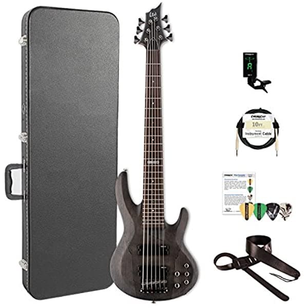 Esp Lb206Smstblks-Kit-2 B Series B-206Sm 6-String Bajo Eléctrico Guitarra See Thru Negro Satinado