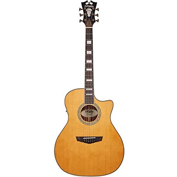D'Angelico Guitarra Electroacústica de 6 Cuerdas para Diestros Vintage Natural (DAPG200VNATAPS)