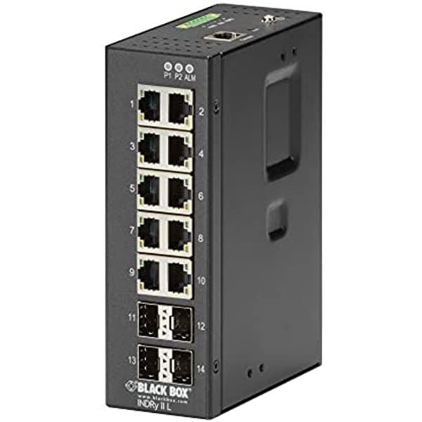 Black Box Network Services Caja Negro Red - Lig1014 A - Industrial Conseguido Gigabit Ethernet - Interruptor (10) Rj-45 (4) Sfp