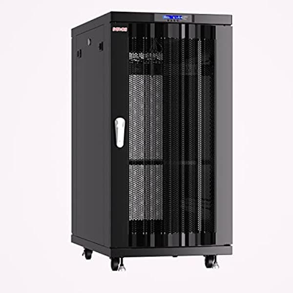 Sysracks - Estante Para Servidores (22 U Cristal) Diseño De Gabinete De Datos Para Puerta Perforada Estante Para Servidores De 32 Pulgadas Pantalla Lcd Termosistema 4 Ventiladores De Refrigeración Pdu Estante Y Ruedas SRF 22.6.8 M