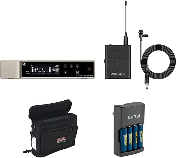 Sennheiser Ew-D Me2 Set Sistema De Micrófono Inalámbrico Digital Omni Lavalier (R4-9 552 A 607 Mhz) Paquete Con Cargador Rápido Y Bolsa De Sistema Inalámbrico