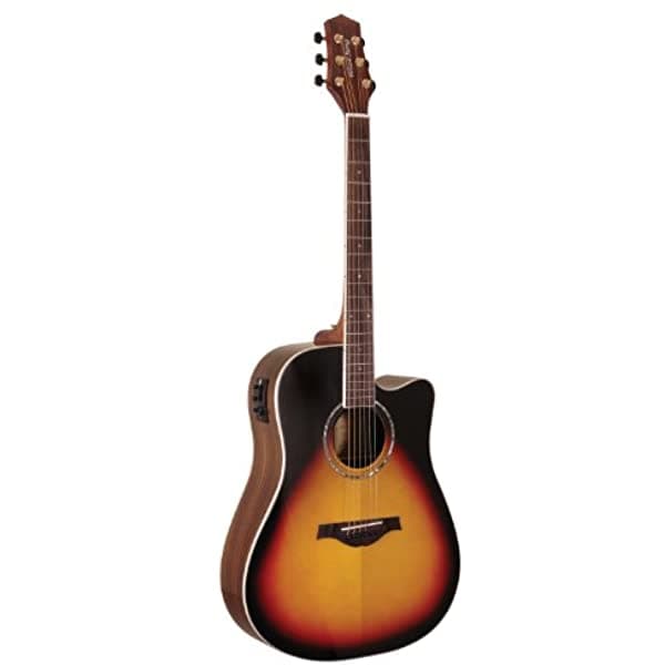 Wood Song Dreadnought Cutaway DCE-TSB-L Guitarra Electroacústica con Pickup, para Zurdos, Color Sunburst