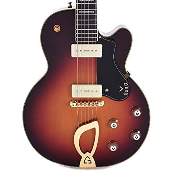 Guild M-75 Aristocrat Guitarra Eléctrica Antique Burst Cuerpo Hueco de 13 Pulgadas con Cordal de Arpa Newark St. Collection 379-3100-837