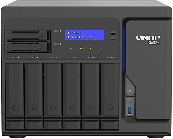 Qnap Ts-H886 - Nas Empresarial De 8 Bahías Con Cpu Intel Xeon D-1622 Y Cuatro Puertos De 25 Gbe