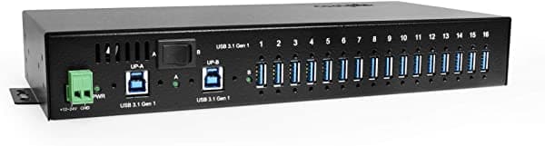 Coolgear Industrial 16-Port Usb 3.0 Carril Din/Wallmount Hub Con Salida (Hasta 15 Un Por Puerto De Carga USB3-16U1