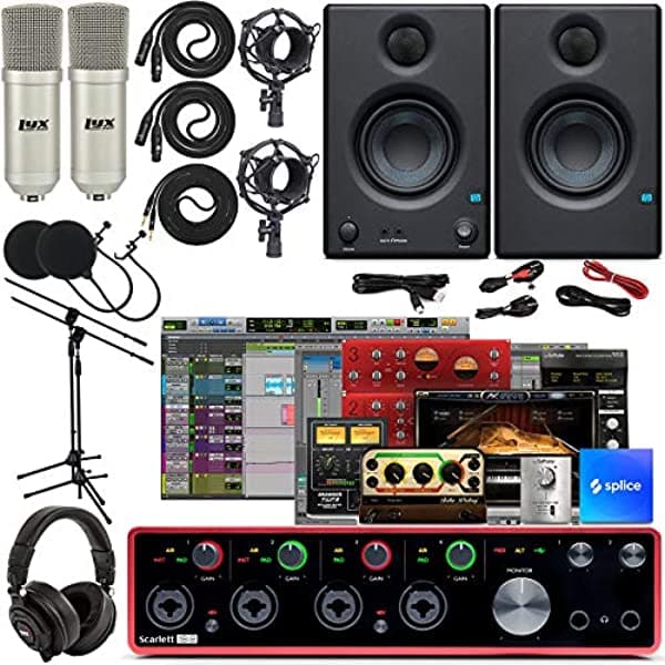 Focusrite Scarlett 18I8 18X8 Interfaz De Audio Usb Con Kit De Software De Producción De Música Creativa Monitores De Estudio Eris E3.5 Pares Y 2 Micrófonos De Condensador Kit
