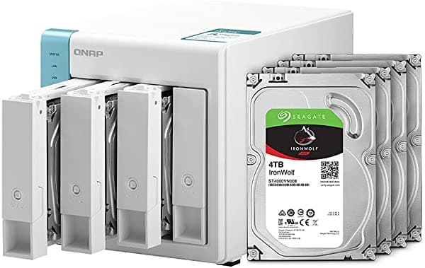 Qnap 4 Bay Home Nas Con Capacidad De Almacenamiento De 4 Tb Paquete De Unidades Raid 5 Seagate Ironwolf Con Dos Puertos De 1 Gbe (Ts-431K-44S-Us)