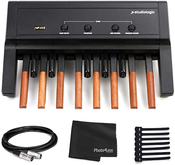 Studiologic Dynamic Midi Base Pedalera Para Teclados Midi + Hosa Servicable 5 Pines Din A 5 Pines Cable Din + Rip Tie Wrap Hook & Loop Cable + Photo4Less Negro (13 Notas)