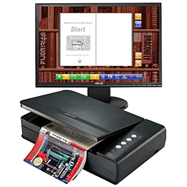 Plustek Escáner De Libros Opticbook 4800 Con Paquete De Software Intuitivo Alta Velocidad De Escaneo Recorte Automático Y Rotación Diseño De Borde De Libro De 0.079 In Convertirse En Epub/Pdf/Pdf/Searchable Pdf/Word/Tiff/Excel Para Windows 7/8/10 OB4800 ebookscan
