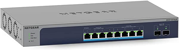 Netgear Switch Inteligente Ethernet Multi-Gigabit Ethernet Ultra60 Poe 10G De 10 Puertos (Ms510Txup) - Gestionado Con 8 X Poe++ 295W 2 X Sfp 10G + Administración Opcional Insight En La Nube Escritorio O Montaje En Rack MS510TXUP-100NAS