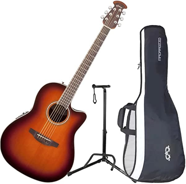 Ovation CS24-1 Celebrity Standard Mid-Depth Sunburst Guitarra Electroacústica con Gig Bag y Soporte para Guitarra CS24-1 BUNDLE
