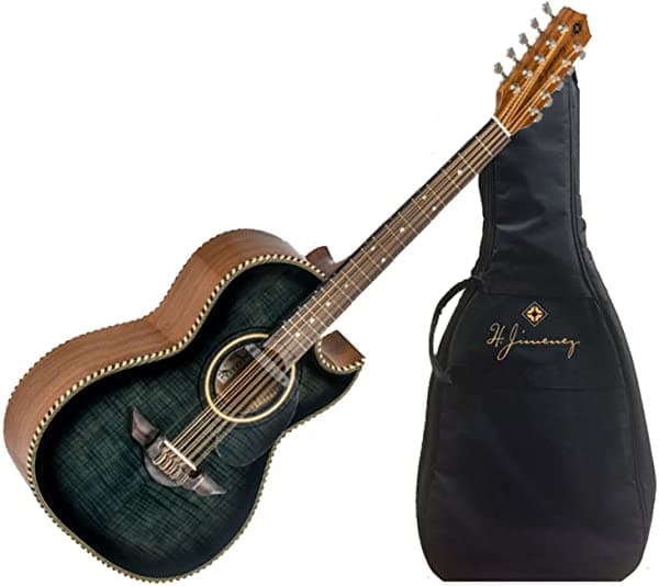 H. Jimenez Bajo Quinto LBQ1EBF Black Flame Maple, Eléctrico y Acústico, con Funda Acolchada