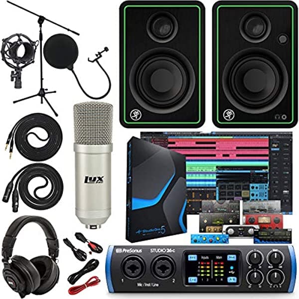 Presonus Studio 26C 2X4192 Khz Interfaz Usb Audio/Midi Con Paquete De Software Studio One De 5 Artistas Con Monitores De Estudio Cr3-X Y Cables De Instrumento De 1/4 Pulgadas