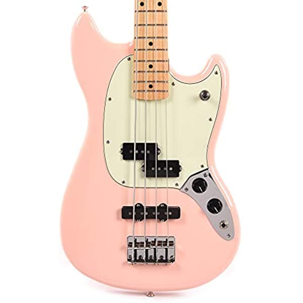 Fender Offset Series Mustang Bass PJ MN Shell Pink con Pickguard Mint de 3 Capas (CME Exclusive)