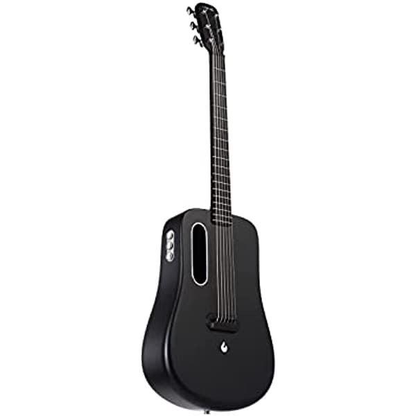 Lava Me 2 - Guitarra De Fibra De Carbono Con Efectos De 36.0 In Guitarra De Viaje Eléctrica Acústica Con Púas De Bolsa Y Cable De Carga (Freebookst-Black)