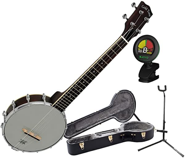 Gold Tone Banjo Tenor Ukelele Banjolele con Estuche Rígido, Soporte y Afinador BUT BUNDLE