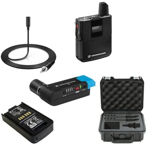 Sennheiser Avx Camera-Mountable Lavalier Pro Set (Mke2 Lavalier) Bundle Inalámbrico Digital Con Skb Funda Impermeable Y Ba20 Battery Pack De Recarga AVX-MKE2 SET-4-US-K