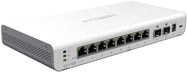 Netgear - Conmutador Poe Smart Cloud (Gc110P) De 10 Puertos Gigabit Ethernet Con 8 Poe A 62 W 2 Sfp De 1G Para Escritorio GC110P-100UKS