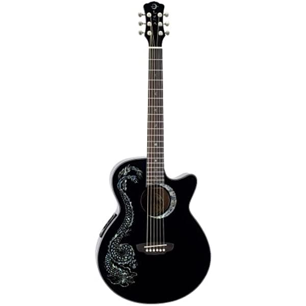 Luna Fauna Guitarra Acústica Dragón FAUDRABLK