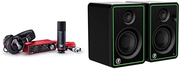 Focusrite Scarlett 2I2 Studio (3ª Generación) Interfaz De Audio Usb Y Paquete De Grabación Y Serie Mackie Cr-X Monitores Multimedia De 3 Pulgadas Con Sonido Profesional De Calidad De Estudio Par (Cr3-X)