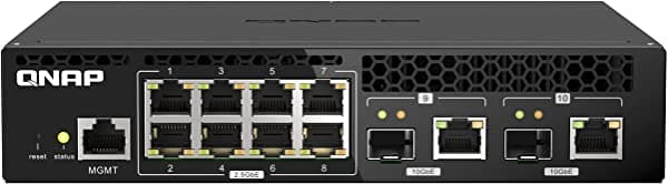Switch Qsw-M2108R-2C De Montaje En Rack De Medio Ancho Gestionado Por La Web De Qnap Con Dos Puertos Combinados Sfp+/Rj45 De 10Gbe Y Ocho Puertos De 25 Gigabit QSW-M2108R-2C-US