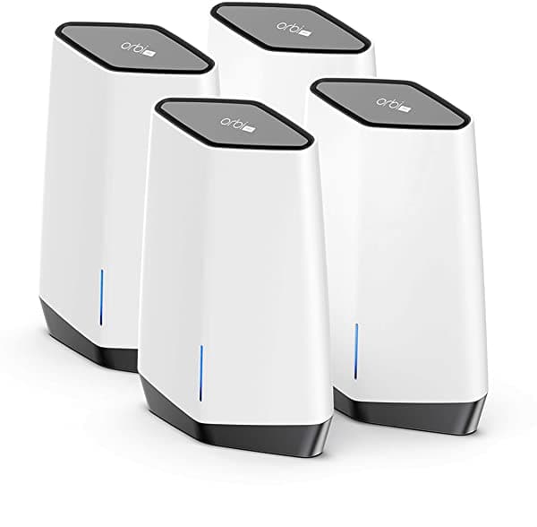 Netgear Orbi Pro Wifi 6 Sistema De Malla De Tres Bandas (Sxk80B4) | Router + 3 Extensores De Satélite Para Negocios O Hogar | Vlan Qos | Cobertura De Hasta 12000 Pies Cuadrados 100 Dispositivos | Ax6000 802.11 Ax (Hasta 6 Gbps) SXK80B4-100NAS