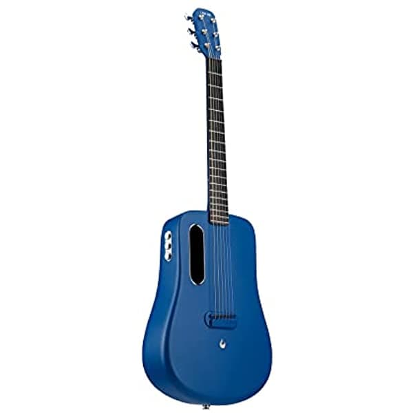 Lava Me 2 Guitarra De Fibra De Carbono Con Efectos 36 Pulgadas Guitarra Acústica De Viaje Eléctrica Con Púas De Bolsa Y Cable De Carga (Freeboost-Azul)