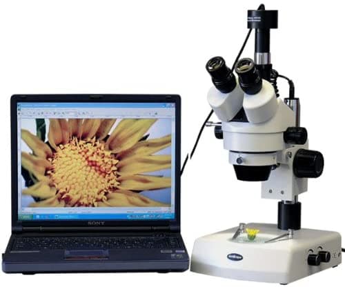 AmScope SM-2TZ-10M Microscopio Estéreo con Zoom 3.5X-90X con Luces Halógenas Duales + Cámara de 10MP