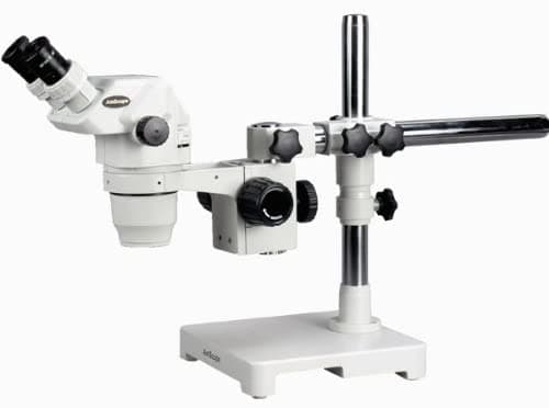 AmScope ZM-3BX Microscopio Estéreo Binocular Profesional con Zoom, Oculares EW10X, 3.35X-45X Aumentos, Lente de Zoom 0.67X-4.5X, Iluminación Ambiental, Soporte de Brazo Boom, Incluye Lente Barlow 0.5X
