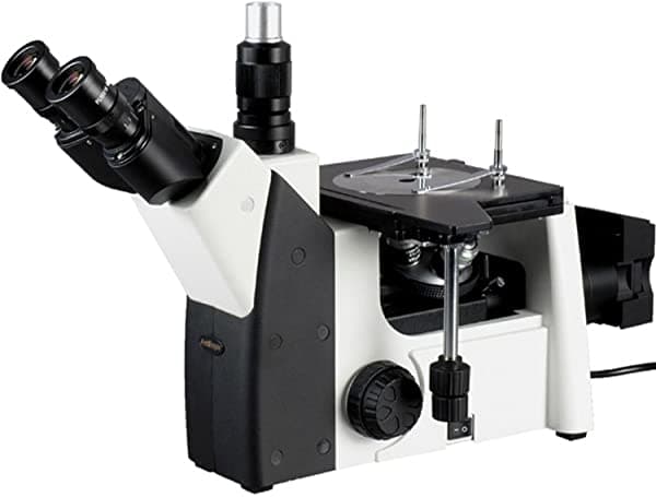 AmScope ME1200T 50X-500X Microscopio Metalúrgico Trinocular Invertido