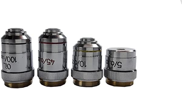 Gemkolabwell Optiks - Juego De Objetivos Para Binocular Monocular Médico Patología Biología Microscopios 5X 10X 45X (S.L) 100X Inmersión De Aceite G-S-725-35
