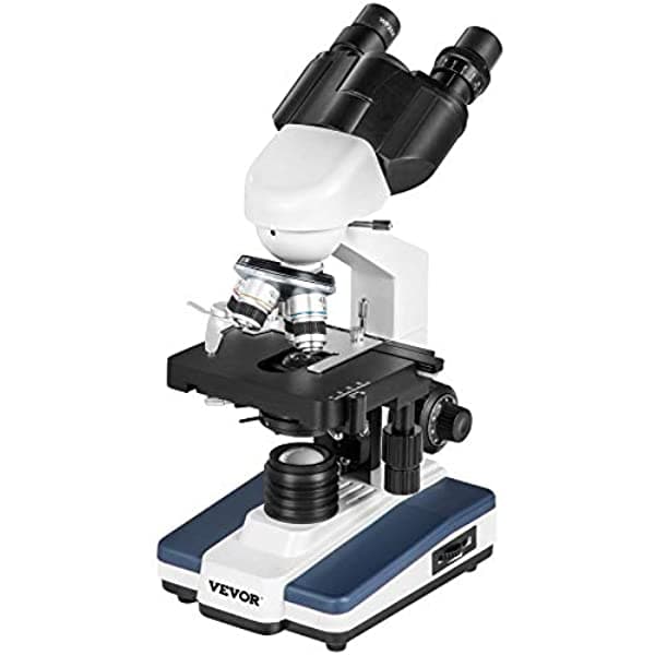 Happybuy 40X-2000X Microscopio Compuesto Binocular Digital LED de Grado de Investigación con Oculares de Campo Amplio 10X y 20X, Cámara de 3MP, Platina Mecánica de Doble Capa Binocular Microscope 40X-2000X
