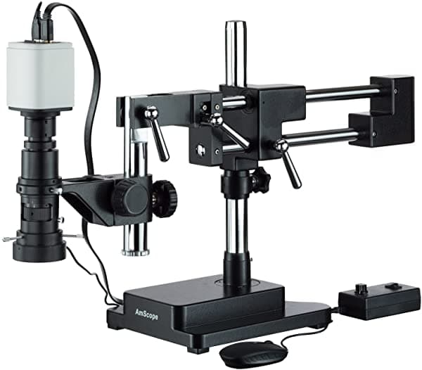 Amscope H800-Dab-96S-Hd1080 Industrial Inspección Zoom Monocular Microscopio Double Arm Stand Y 1080P Hdmi Camara