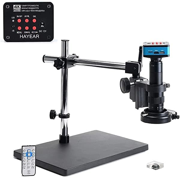 Hayear 4 K Uhd 2160 P 1080 P Hdmi Usb Industria Microscopio Electrónico Cámara Para Pcd Cpu Junta Reparación Soldadura Con Big Boom Stand Set