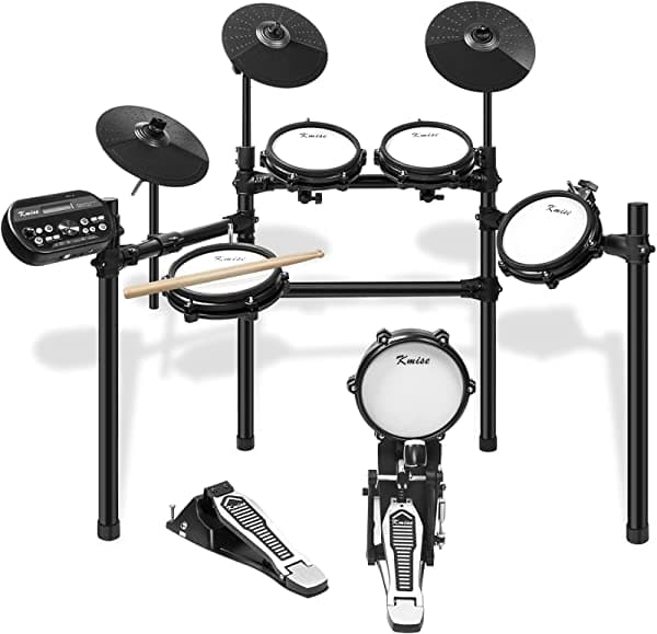 Kmise All Mesh Drumhead - Batería Electrónica para adultos, profesionales y principiantes, con platillos de doble disparo, baquetas, 225 sonidos, 15 juegos de pista, compatible con auriculares, MIDI y grabación MI3510-KUS
