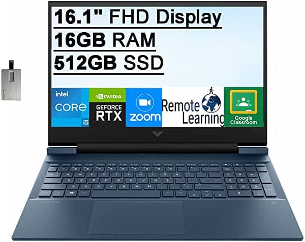 2021 Hp Victus 16.1 Pulgadas Fhd Gaming Computadora Portátil Intel Core I5-11400H (Beats I7-9750H) 16 Gb De Ram 512 Gb Pcie Ssd Teclado Retroiluminado Gráficos Geforce Rtx3050 Cámara Web Hd Windows 11 Azul Tarjeta Usb De 32 Gb HP Victus Gaming