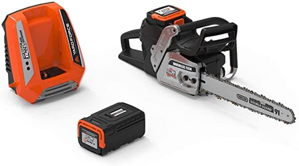 Yard Force Yf120Vrx 120V Litio-Ion 18" Motosierra Con Barra Oregon Y Cadena Completa Con Batería Y Cargador Rápido Incluido Naranja/Negro