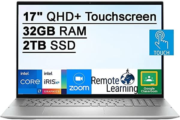 Laptop Dell Inspiron 7000 2 En 1 De 17 Pulgadas Qhd+ Con Pantalla Táctil 11.º Intel Core I7-1165G7 32 Gb De Ram Ssd Pcie De 2 Tb Teclado Retroiluminado Gráficos Intel Iris Xe Maxxaudio Cámara Web Hd Win 10 Plateado