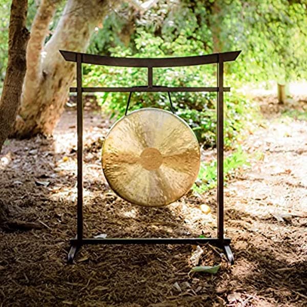 Unlimited Gongs On Sacred Space - Soporte Para Exteriores De 16 Pulgadas - Heng Gong De 16 Pulgadas / Incluye Gong Mazo Y Soporte Diseño De Puerta Tori Japonés Bronce Chino Tradicional Para Meditación En Espacios Al Aire Libre