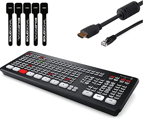 Blackmagic Design Atem Mini Extreme Hdmi Iso - Conmutador De Transmisión En Vivo Con Cable Hdmi De 6 Pies Cable Cat5E De 7 Pies Y Paquete De 5 Bridas De Cables Solidsignal (Swatemminicextiso)