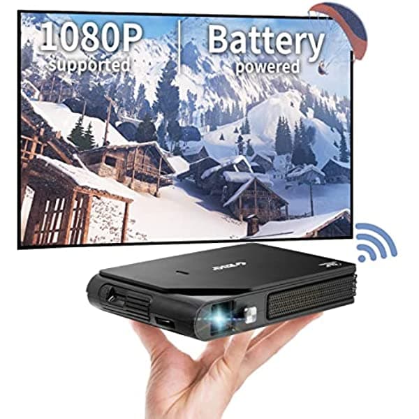 Wikish Mini Dlp Wifi Proyector Bolsillo Full Hd 1080P Soporte Video Proyector Pantalla Espejo Auto Keystone Batería Para Iphone Tv Stick Portátil Ps5 Dvd D5W-FBA