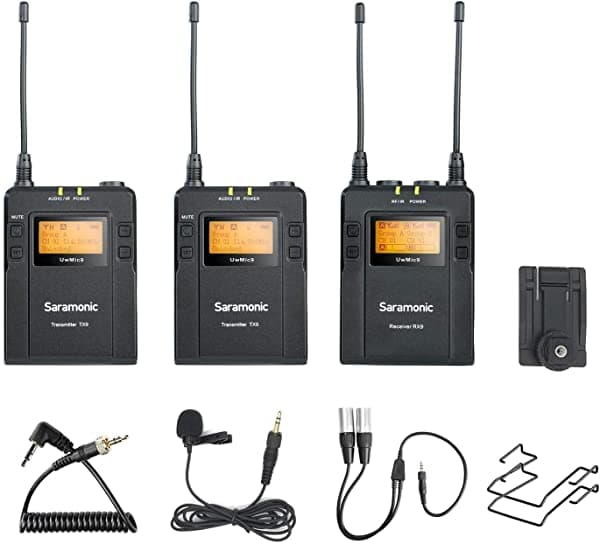 Saramonic Sistema De Micrófono Lavalier Inalámbrico Uhf De 96 Canales Micrófono De Solapa Omnidireccional Uwmic9 Dos Transmisores Y Un Receptor Compatible Con Cámaras Dslr Nikon Canon Sony Para Video Entrevista Eng Tv