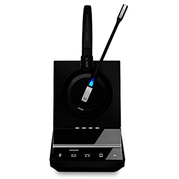 Sennheiser Sdw 5015 (506592) Auriculares Inalámbricos De Una Sola Cara Dect Súper Anchos Para Teléfono De Escritorio Y Conexión De Softphone/Pc Micrófono Dual Cancelación De Ruido Negro